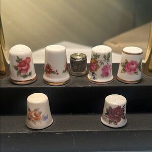 Vintage Bone China Floral Thimbles Lot – Roses & Cottage Flowers